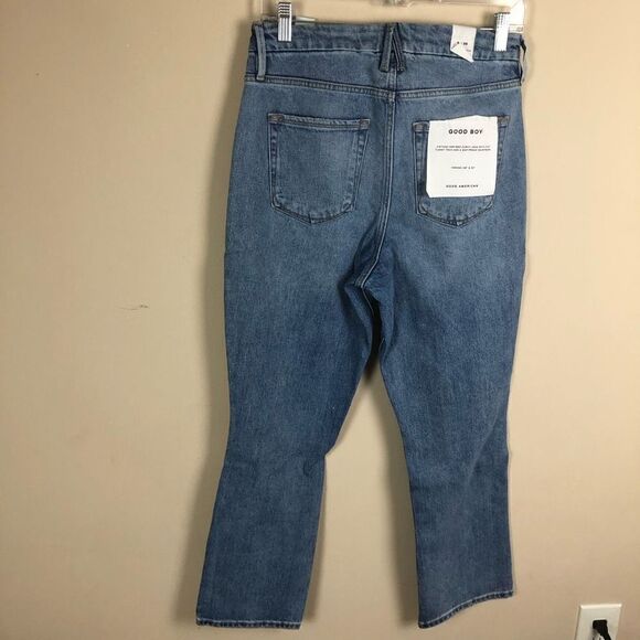 Good American 6/28 Good Boy High Rise Wide Release Hem Indigo - Picture 6 of 10